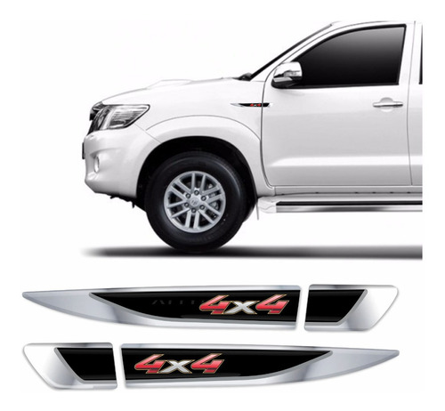 Kit Aplique Lateral Toyota Hilux 4x4 Resinado Cromado Res10