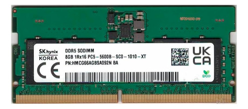 Memoria De Notebook Sk Hynix 8gb 1rx16 Ddr5 Pc5-5600b
