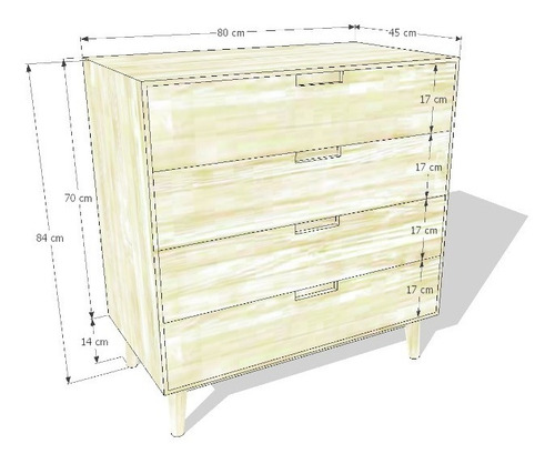 Imagen 2 de 3 de Cómoda En Madera Natural 100% Maciza Roble Ref: Maciza50