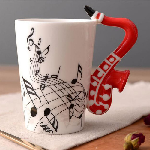 Taza De Regalos De Saxofón Rojo 10x7.5cm Saxofón Rojo