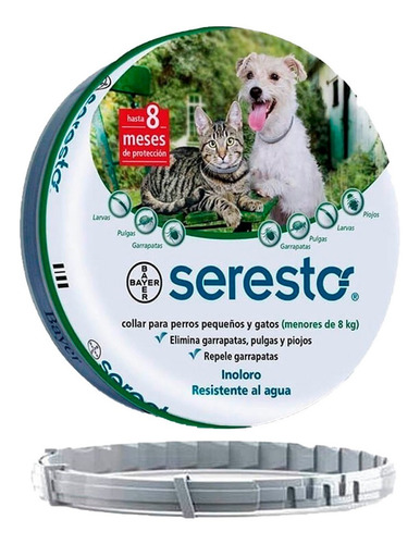 Collar Antipulgas Perros Pequeños Bayer Seresto Hasta 8kg