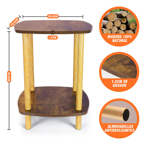 Trixter Mesa De Centro Minimalista De Madera Mesa Lateral 2 Estantes Msst-4040-2 Maderaobscura