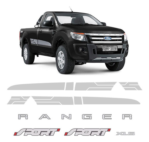 Kit Adesivos Faixa Ranger Cs Sport 2014/2016 Xls Prata
