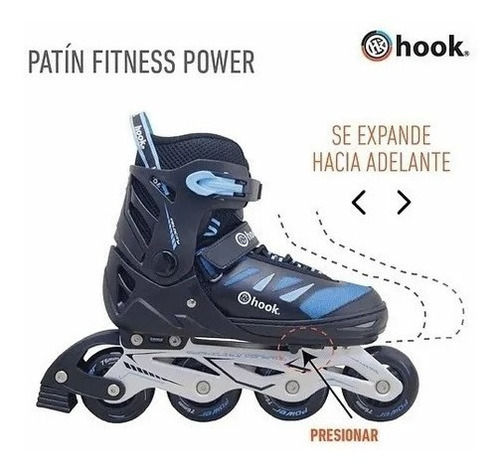 Patines En Linea Hook Fitness Power X Blu Regulables Abec-5