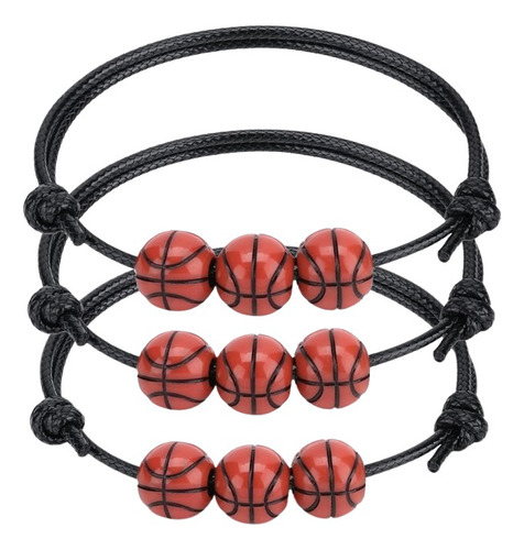 3 Pulseras Basquetbol Deporte Suerte Deportes Unisex B782 