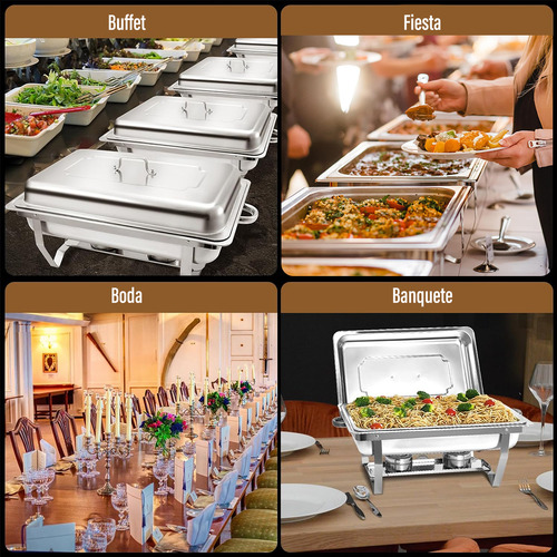 Bufetera Plegable Servidor Buffet Rectangular Acero Inox 11l