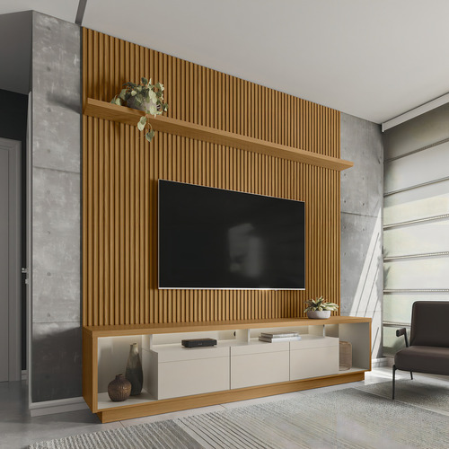 Rack Com Painel Para Tv Até 75 Polegadas Com Fita De Led