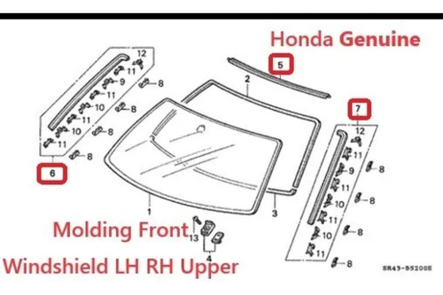 Juego Molduras Parabrisas Honda Civic 92-95 Original 