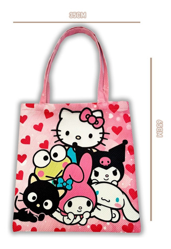 Bolso De Yute Tote Doble Cara Friends Hello Kitty 35x37 Cm Rosa Friends Hello Kitty