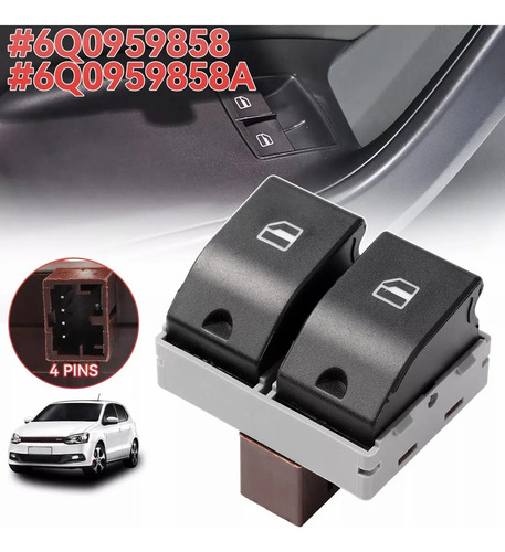 Botão Duplo Vidro Elétrico Dianteiro Fox Polo Gol Saveiro Vw