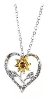 Collar Dije Girasol Cadena Corazón Mujer Joya Regalo