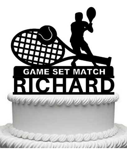 Cake Topper Adorno Torta Cumple Jugador Tenis Personalizado