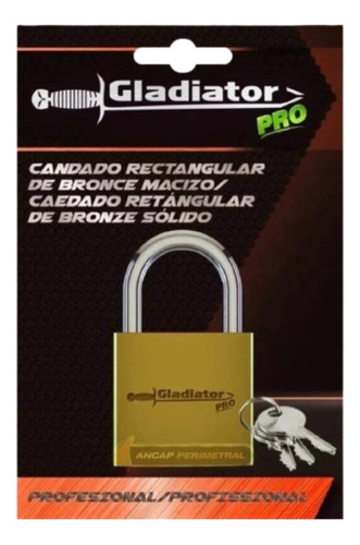 Candado Reforzado Gladiator 30mm Bronce Macizo 3 Llaves Color Dorado