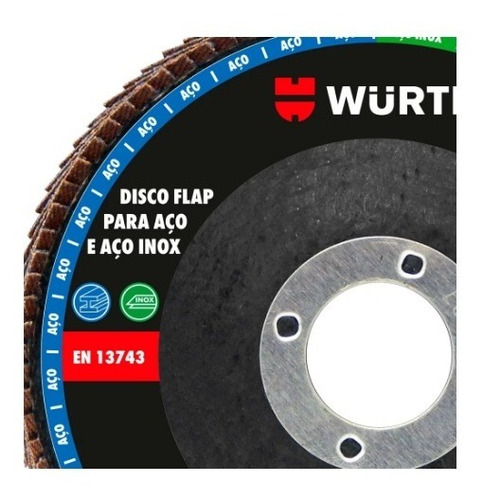 Imagem 3 de 5 de Disco Flap 4.1/2 Pol. 115mm Grão 60 Para Aço E Inox - Wurth