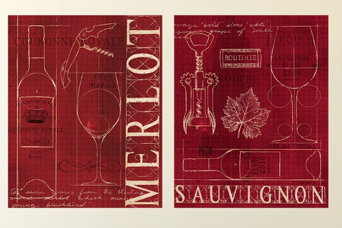 Cuadros Vinos Para Comedor Cocina Vintage Canvas C/ Bastidor Color Vino