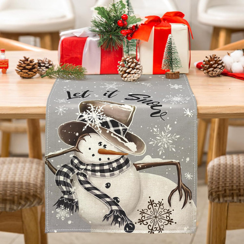 Anydesign Camino De Mesa De Navidad Con Diseño De Muñeco De