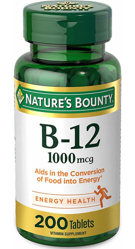 Vitamina B12 1000mcg (200 Tabletas) Natures Bounty Hecho E.u