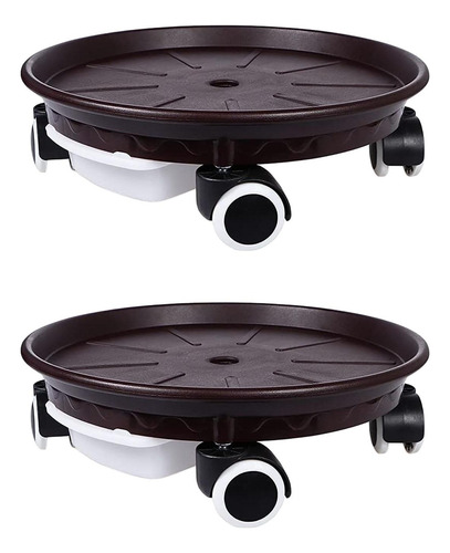 Juego De 2 Soportes Para Mover Plantas Marrón Oscuro 37cm