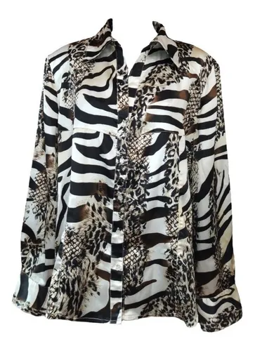 Camisa Vintage Con Animal Print Manga Larga - Camisa Presa (Usado)