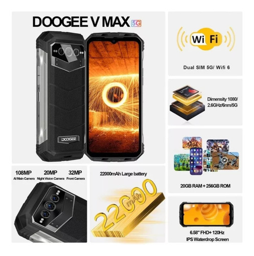 Doogee V Max 20gb Ram 256 Gb Rom Negro