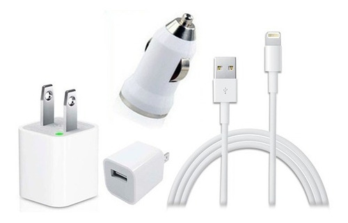 Cable Datos Cargador Pared Carro 3 En 1 iPhone 5 6 iPod iPad