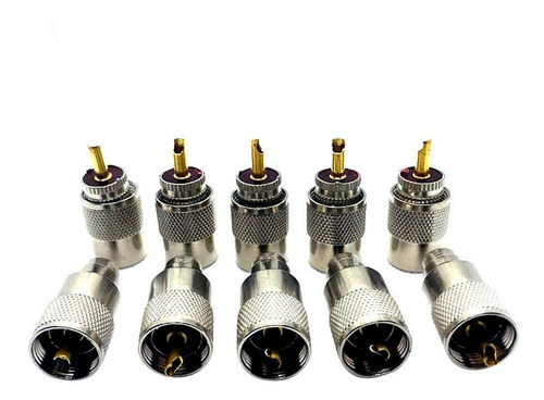 10 Conectores De Rosca Coaxial Macho Uhf Pl259 Rg8 Rg58 Rf