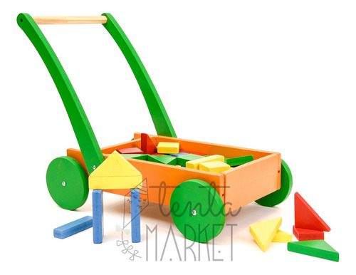 Carro Andador Madera Didactico }juguetes Bebes Montessori