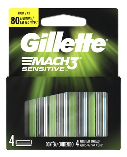 Carga Para Aparelho De Barbear Gillette Mach3 Sensitive 4un