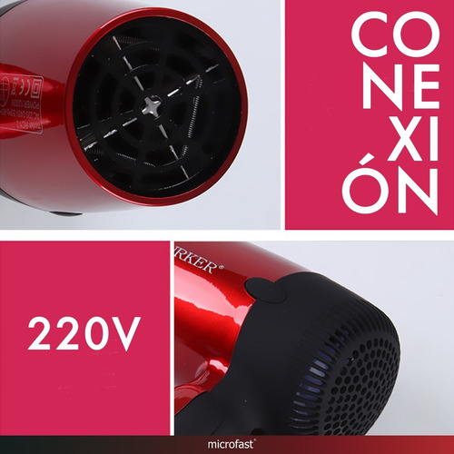 Imagen 3 de 9 de Mini Secador De Pelo 1400w Mango Plegable 220v 2 Velocidades