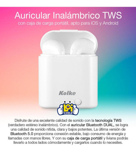 Audífonos Bluetooth Tws Recargables Con Base Kab-408