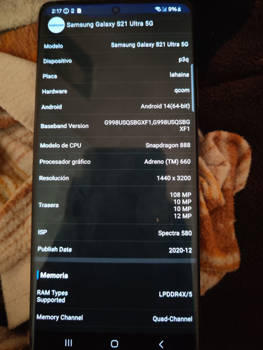 Samsung Galaxy S21 Ultra 5g 128gb Dual Sim Color Phantom Black Snapdragon 888 Android 15 (Usado)