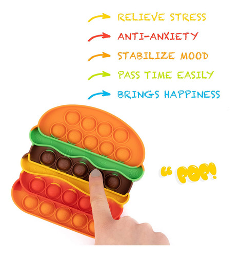 Pop Its Fidget Toys, Paquete De 4 Alimentos Para Aliviar El