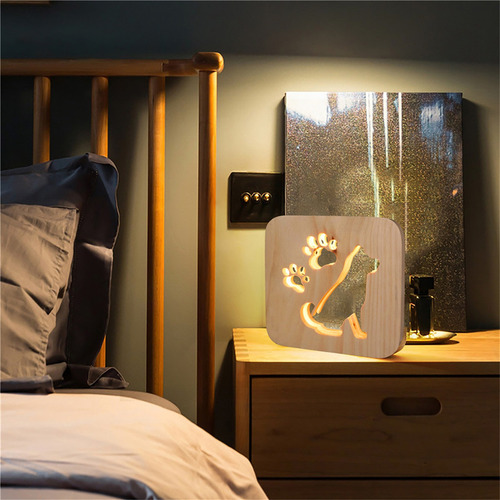Lámpara De Mesa Led B Night Light Decoration De Madera