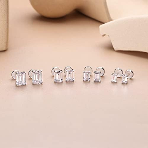 Pendientes De Tuerca Para Mujer, Plata De Ley S925 Chapada E