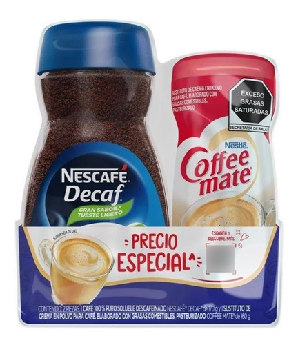 Café Nescafé Decaf Descafeinado 170 G + 1 Coffee Mate 160 G