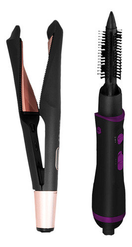 Kit Plancha Alaciadora Rizadora De Cabello Dw-rz1 + Cepillo Secador 2 Velocidades 6 En 1 Con 6 Cepillos Intarcambiables Daewoo Dw-6n1