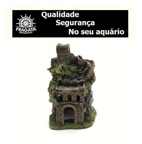 Enfeite Aquário Castelo Ruína Pequeno Medieval Decoração