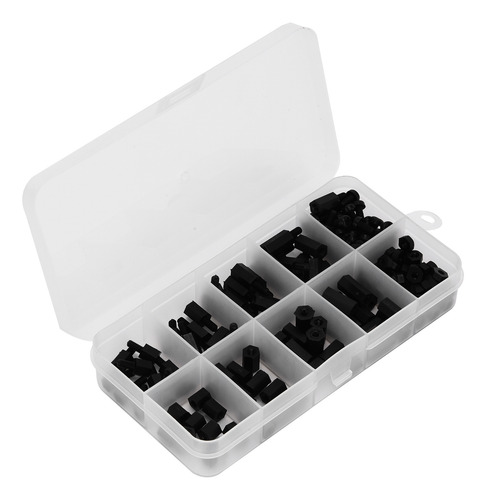 Kit De 180 Tuercas De Nailon Negro M3 Hexagonales De Una Sol