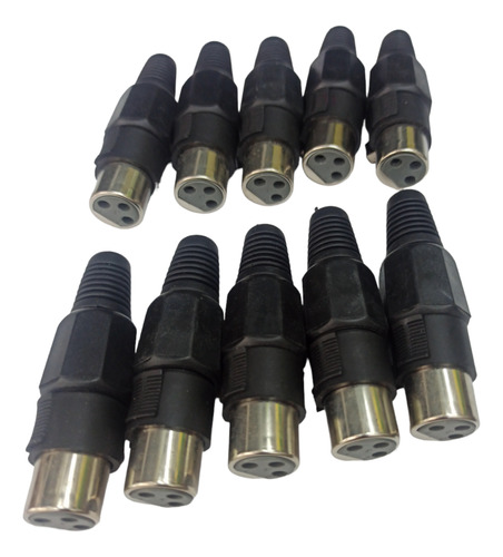 Conector Xlr Canon Hembra Plástico Juego De 10 Unidades