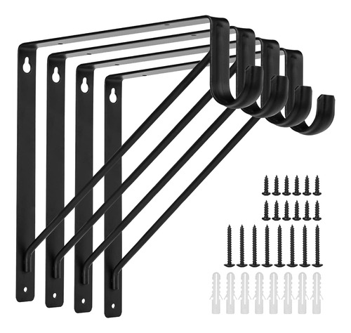4 Soportes De Barra De Armario Negros Resistentes Para El Ho