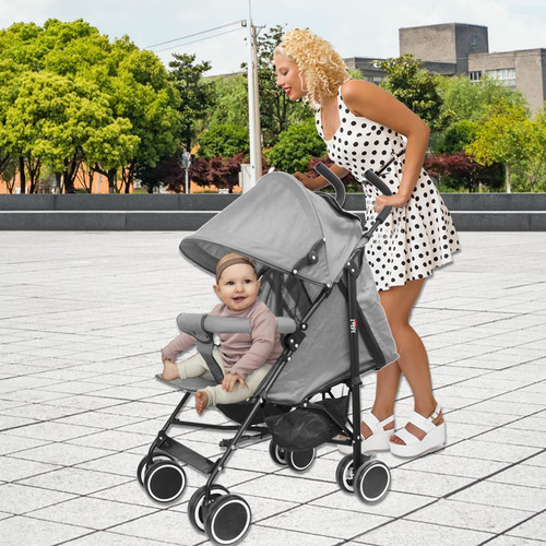 Coche De Paseo Cochecito Bebé Capota Reclinable Plegable