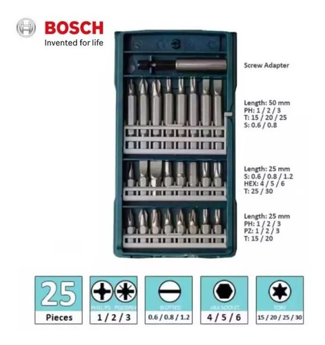 Imagem 5 de 7 de Jogo De Bits X-line 25 Peças Bosch 2607019676