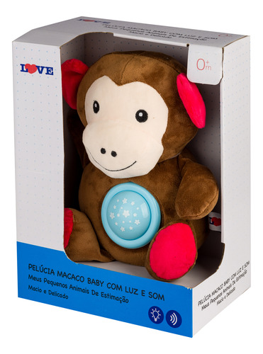 Pelúcia Infantil Macaco Com Luzes E Sons 27cm Baby