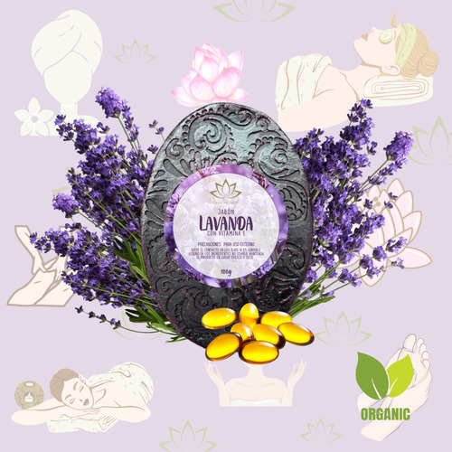 Jabón Orgánico De Lavanda Vitamina E Relajante Calmante