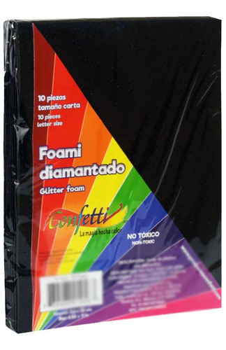 Foami Diamantado Paquete C/10 Piezas T/carta V Colores Foamy Color Negro