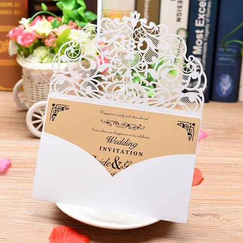 Imagem 7 de 9 de 10pcs Pérola Papel Laser Corte Casamento Cartões