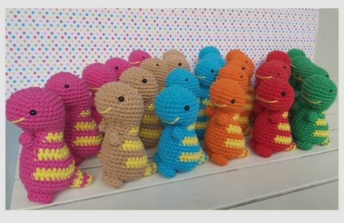 Dinosaurio Tiranosaurio Tejido Crochet Souvenir X 10 Unid