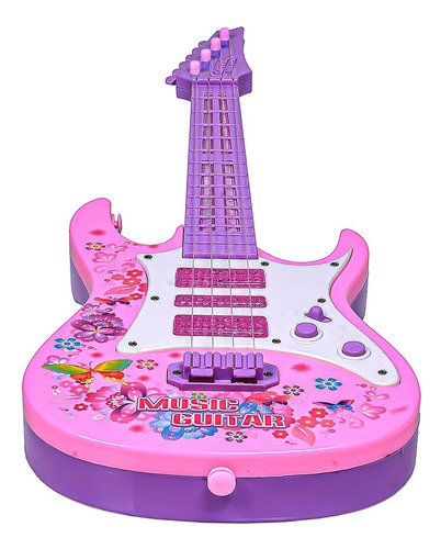 Guitarra Infantil Com Alça Luz E Som Presente Para Meninas