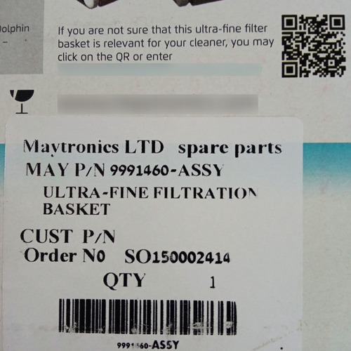 Imagen 5 de 7 de Canasto Filtro Ultrafino Repuesto Dolphin S50 S100 E10 E20