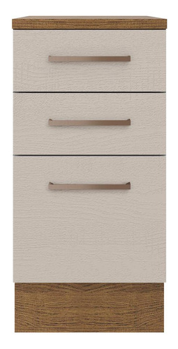 Balcão 40 Cm 3 Gavetas Rustic/crema Agata Madesa